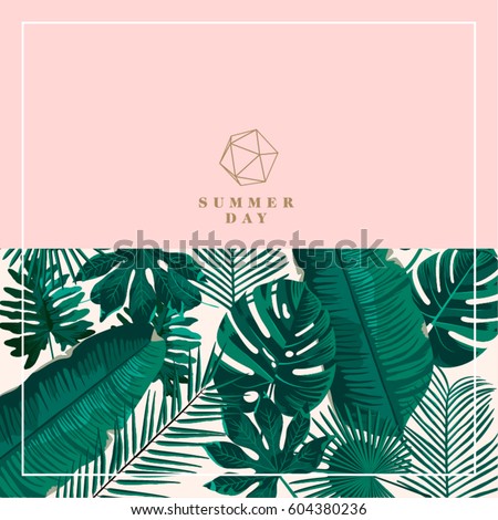 Trendy Summer Tropical Leaves Vector Design Trendy Summer Tropical Leaves Vector Design