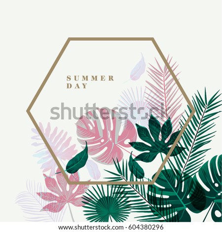 Trendy Summer Tropical Leaves Vector Design Trendy Summer Tropical Leaves Vector Design