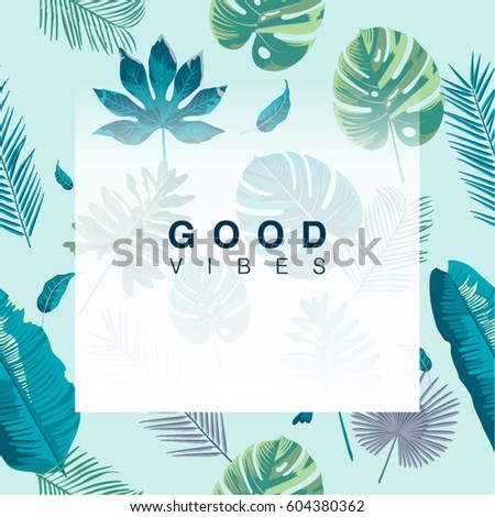 Trendy Summer Tropical Leaves Vector Design Trendy Summer Tropical Leaves Vector Design