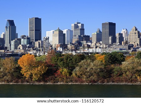  - stock-photo-montreal-skyline-in-autumn-saint-lawrence-river-116120572