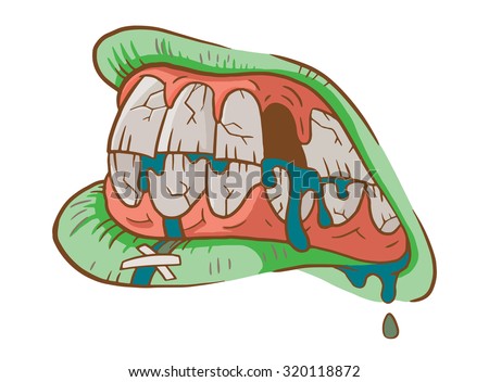 Angry zombie mouth. Halloween vector illustration - stock vector