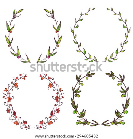 Watercolor Hand Drawn Floral Vector Elements Stock Vector 209291914