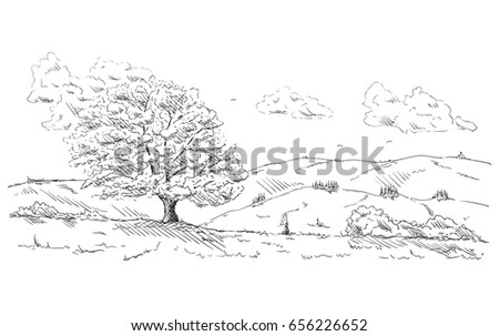 Landscape Sketch Drawing Stock Vector 60780352 - Shutterstock