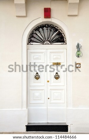Front Door Upscale Home Illuminated Porch Stock Photo 45527926