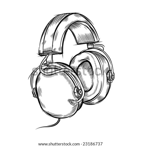 Headphones One Color Drawings Stock Vector 113701249 - Shutterstock