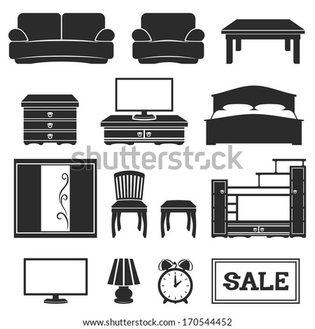 Furniture Icon Set Stock Vector 64930282 - Shutterstock