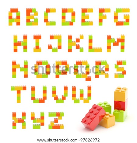 Alphabet Set Made Of Toy Construction Brick Blocks Isolated Isolated On ...