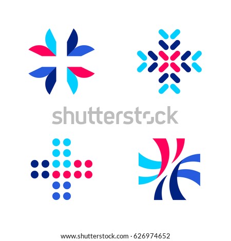 Medical or pharmacy logo mark templates or icons with cross Medical or pharmacy logo mark templates or icons with cross