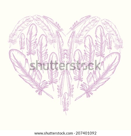 Download Feather heart template - stock vector