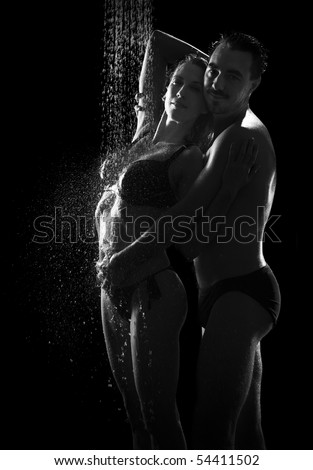 Couple Under Shower Low Key Stock Photo Shutterstock