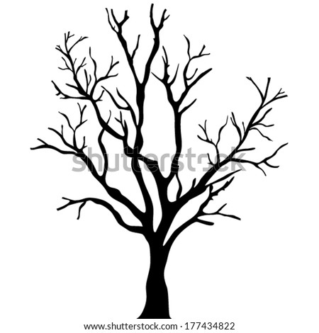 Vector Black Silhouette Bare Tree Stock Vector 147842501 - Shutterstock