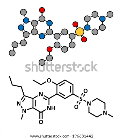 Sildenafil erectile dysfunction drug, chemical structure. Conventional ...