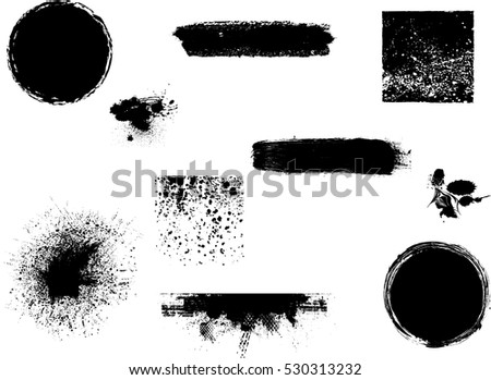 Grunge Design Elements . Brush strokes, Ink spots ,halftone dots, stains , Stamps Collection, Circles. Banners, Insignias , Spiral, Labels and Badges Set . vector distress textures.blank shapes Grunge Design Elements . Brush strokes, Ink spots ,halftone dots, stains , Stamps Collection, Circles. Banners, Insignias , Spiral, Labels and Badges Set . vector distress textures.blank shapes