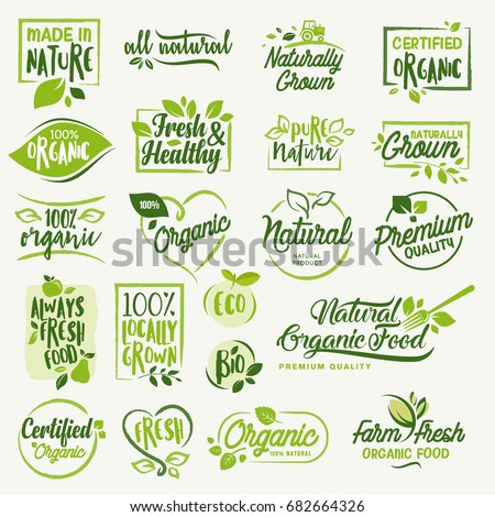 Organic food, farm fresh and natural product icons and elements collection for food market, ecommerce, organic products promotion, healthy life and premium quality food and drink. Organic food, farm fresh and natural product icons and elements collection for food market, ecommerce, organic products promotion, healthy life and premium quality food and drink.