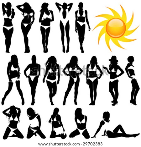 Bikini Girls Silhouette Vector Stock Photos Images Pictures