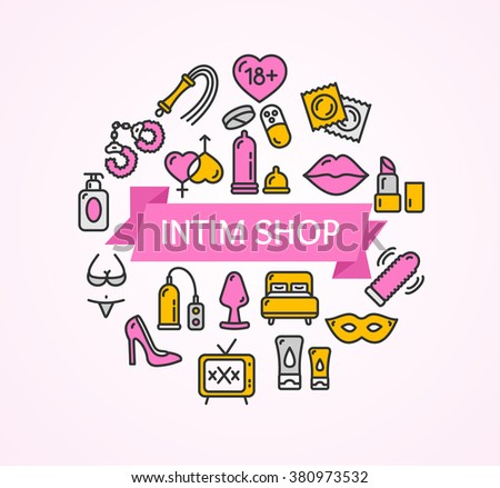 Intim Sex Shop Concept Vector Illustration Stock Vector