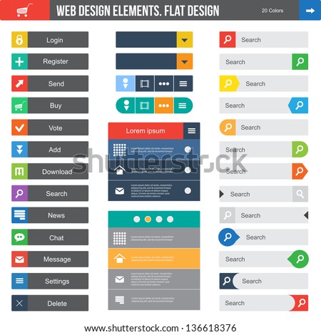 flat web design elements ...