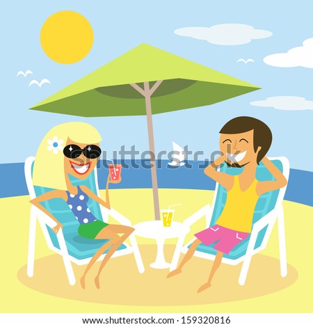 Mann Und Frau Im Liegestuhl Clipart sdatec.com