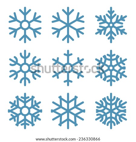 set of nine snowflakes thin