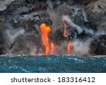 red hot lava flowing into...