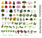 80 tree graphic design elements ...