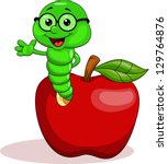  - stock-vector-worm-with-red-apple-129764876