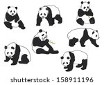 set of vector panda silhouettes