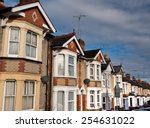 row of typical english terraced ...
