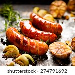 grilled sausage with garlic and ...