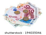 heap of euro banknotes and...