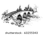 stone bridge over river sketch 2