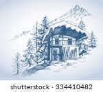 ski hut in mountains resort