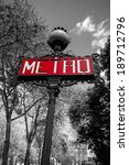 typical red metro sign in paris ...
