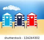 vector illustration beach huts...