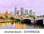 view of melbourne skyline at...