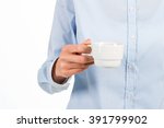 Small photo of Woman's hand holding coffee cup. Businesswoman with white coffee cup. Great morning refreshment. Time to make a break.