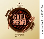 grill menu card design template.
