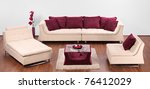 Image of Elegant Red Leather Sofa in a Living Room | Freebie.Photography
