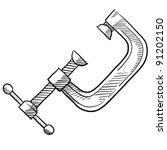 Doodle style C Clamp for woodworking or carpentry illustration in 