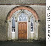 Small photo of Hillsborough, Down, Northern Ireland - January 15, 2016: Hillsboough Fort: A neo-gothic doorway on the restored 17th Century fort.