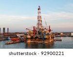gas and oil rig platform at...