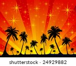 palm trees silhouetted against...