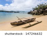 outrigger canoe on the beach of ...