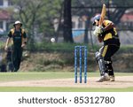 Small photo of PUCHONG, MALAYSIA - SEPT 24: Rakesh Madhavan, Malaysia sees action against Guernsey at the Pepsi ICC World Cricket League Div 6 finals at the Kinrara Oval on September 24, 2011 in Puchong, Malaysia.