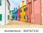colorful apartment building in...