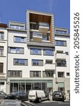 Small photo of BRUSSELS, BELGIUM - JULY 17, 2014: New apartments in modern architecture near the Square of Chatelain in Ixelles on July 17 in Brussels.