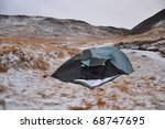 broken tent  winter  iceland