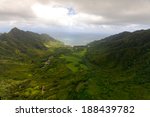 overlooking hawaii's lush green ...