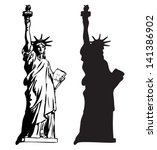 statue of liberty  outline and...