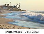 california beach and palm trees ...